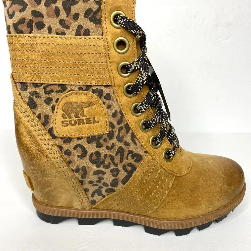 Sorel Tan and Leopard Print Ankle Boots